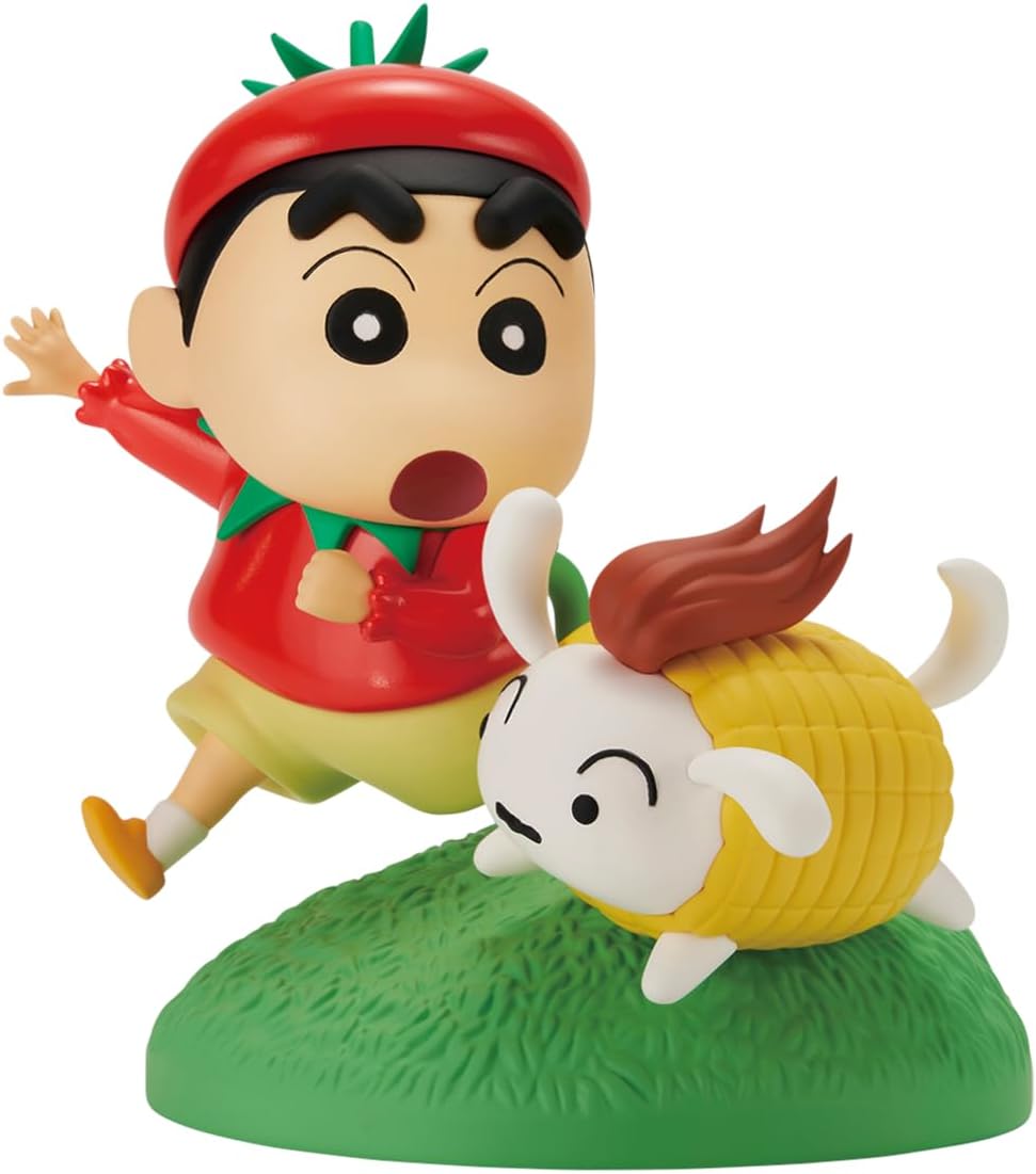 Shin-chan y Shiro Disfraz Tomate y Maíz Banpresto - Figura Crayon Shin-chan